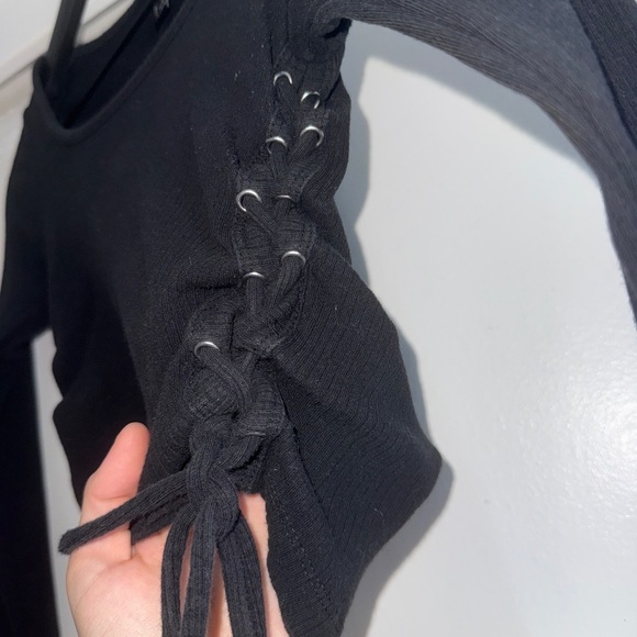 2/$15 Forever 21 Black Lace-Up Top - Picture 3 of 4